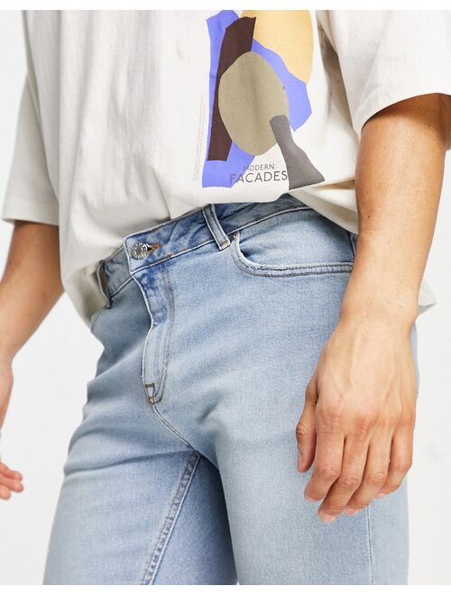 ASOS DESIGN skinny denim shorts in vintage light wash blue