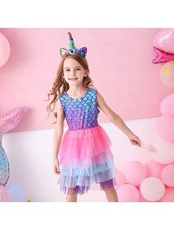 Toddler Girls Dresses for Summer Short Sleeve Kid Clothes Party Tutu Dresses for Little Girls,2-8 Years