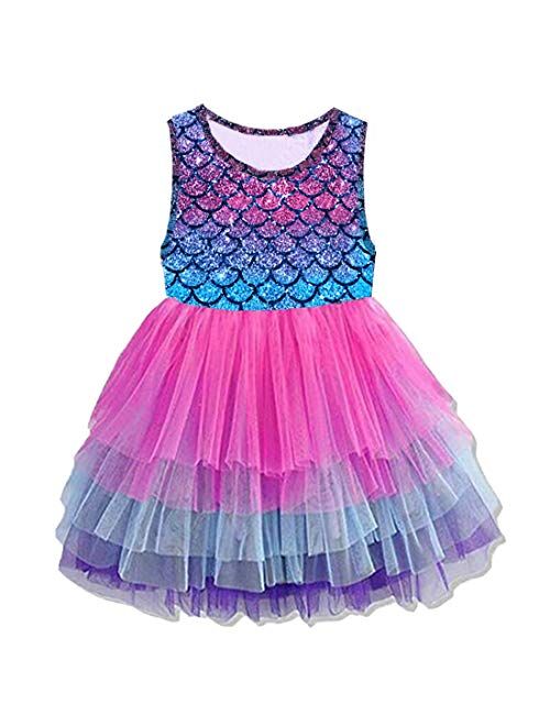 VIKITA Toddler Girls Dresses for Summer Short Sleeve Kid Clothes Party Tutu Dresses for Little Girls,2-8 Years