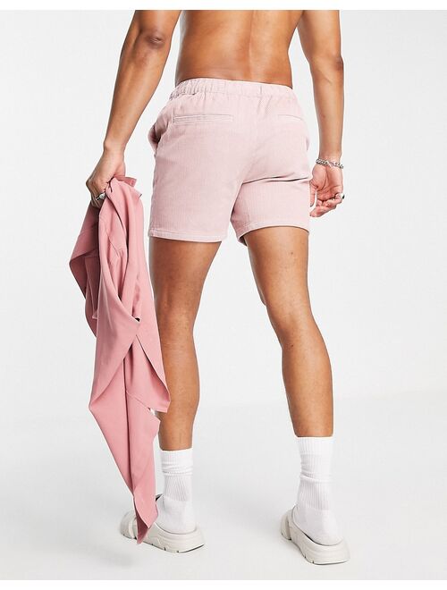 ASOS DESIGN slim shorts in pink cord