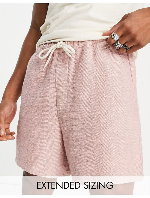 ASOS DESIGN wide shorts in pink natural look textured fabric