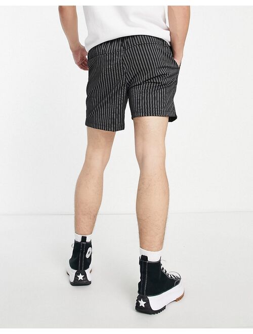 Topman skinny striped shorts in black and white