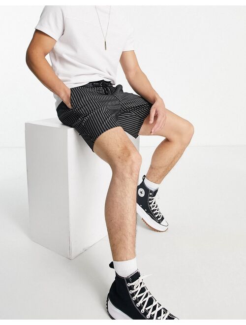 Topman skinny striped shorts in black and white