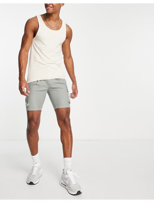 ASOS DESIGN skinny smart shorts with cargo pockets in khaki