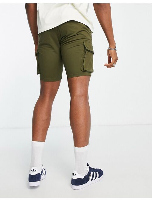 Only & Sons slim fit cargo shorts in green