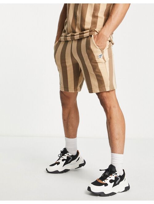 PUMA Downtown terrycloth shorts in brown stripe - Exclusive to ASOS