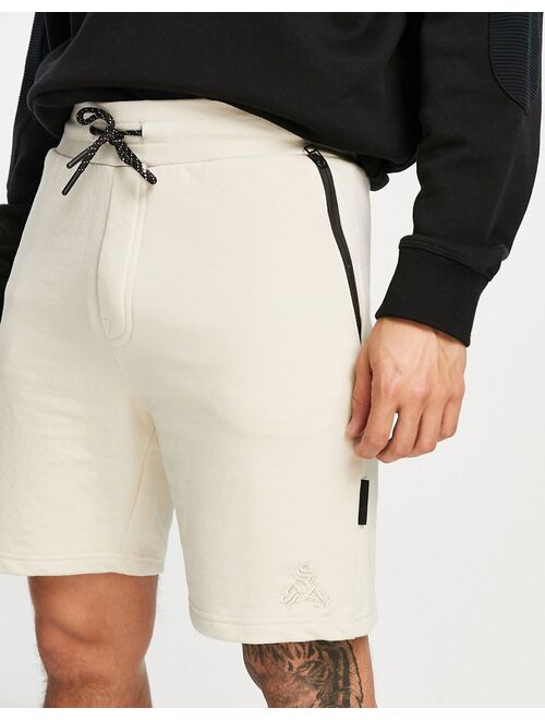 Bershka jersey cargo shorts in cream