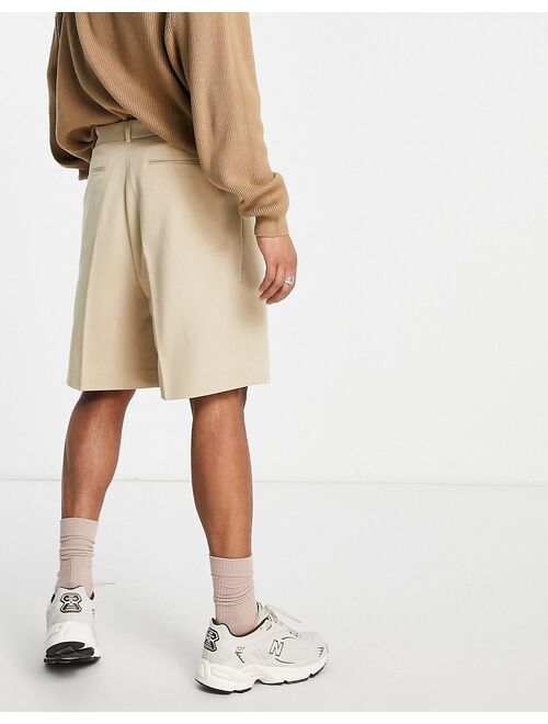 ASOS DESIGN wide shorts in stone