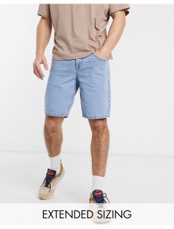 slim denim shorts in light stone wash blue