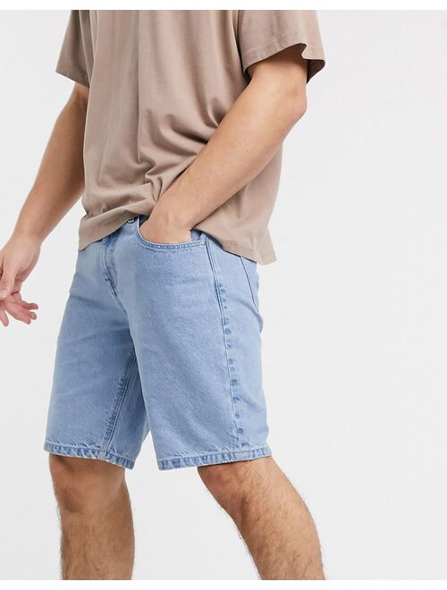 ASOS DESIGN slim denim shorts in light stone wash blue