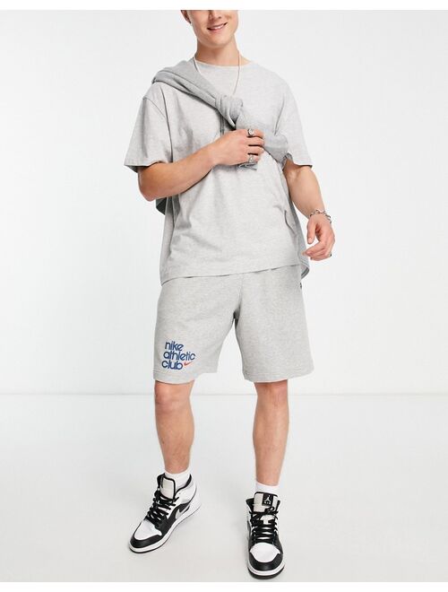 Nike Athletic Club retro logo shorts in gray heather