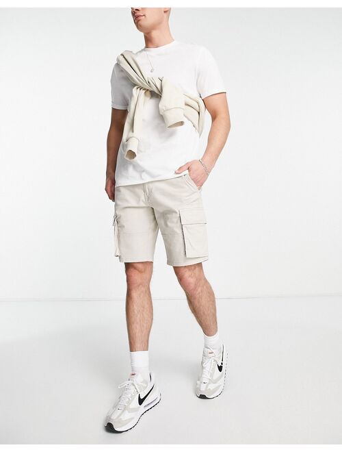 Only & Sons slim fit cargo shorts in beige