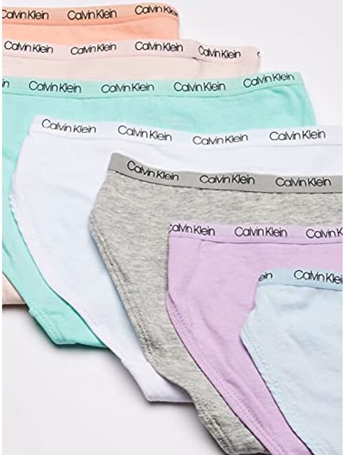 Calvin Klein Girls' Cotton Underwear Bikini Panties, 7 Pack