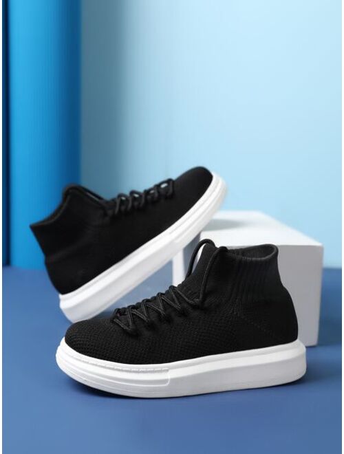 Shein Boys High Top Lace-up Front Sock Sneakers