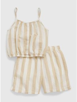 Kids Linen-Cotton Stripe Outfit Set