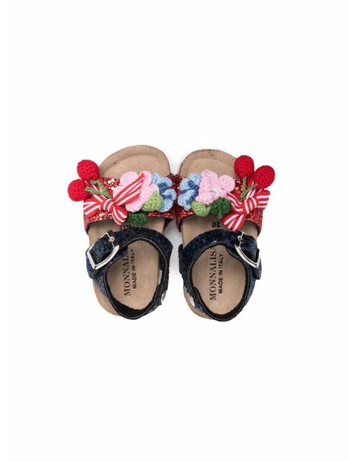 Monnalisa embroidered open-toe sandals