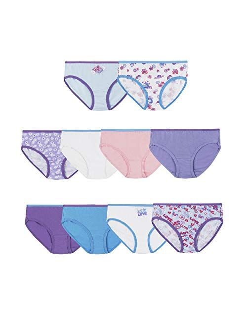 Hanes Girls' 100% Cotton Tagless Low Rise Panties, Available in 10 and 20 Pack