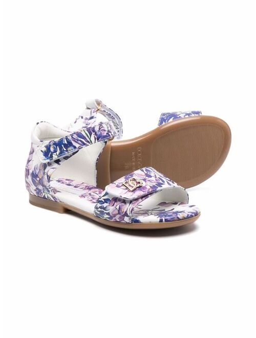 Dolce & Gabbana Kids floral-print logo-plaque sandals