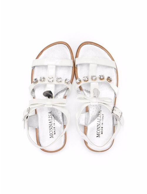 Monnalisa crystal-embellished leather sandals
