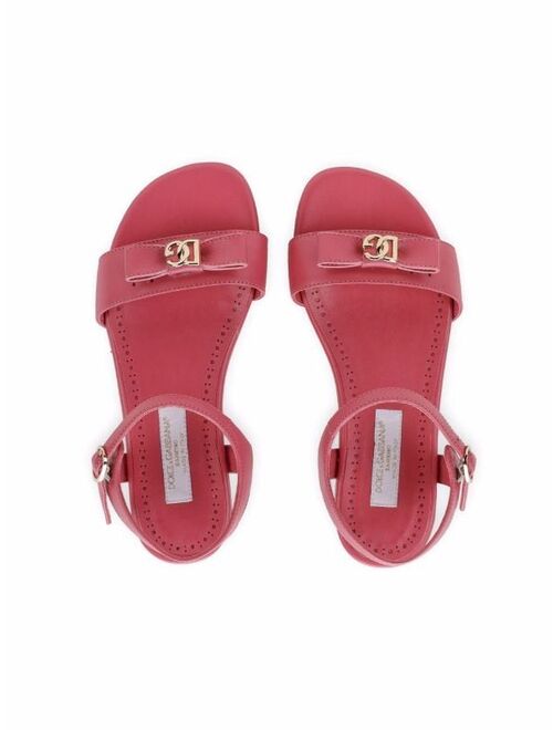 Dolce & Gabbana Kids logo-bow leather sandals