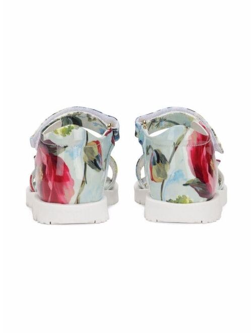 Dolce & Gabbana Kids floral print touch-strap sandals