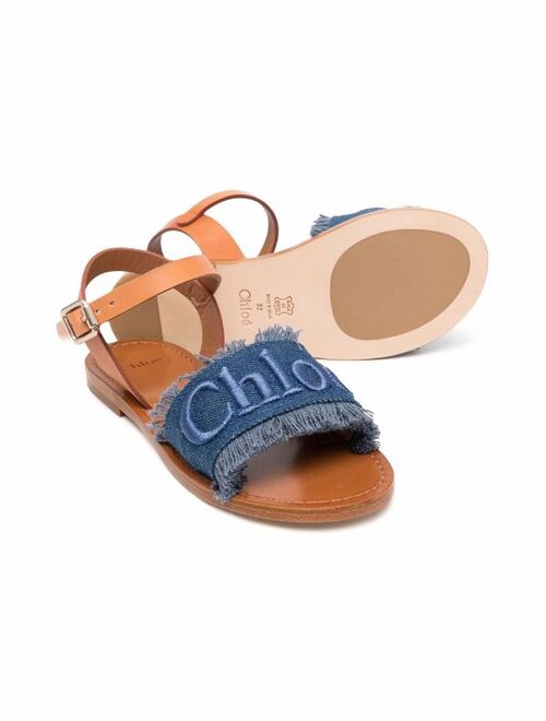 Chloe Kids logo-embroidered sandals