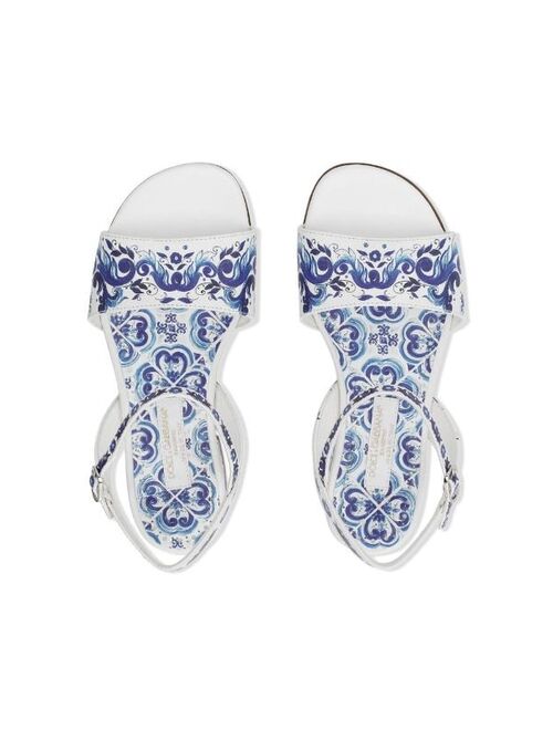 Dolce & Gabbana Kids Majolica-print leather sandals