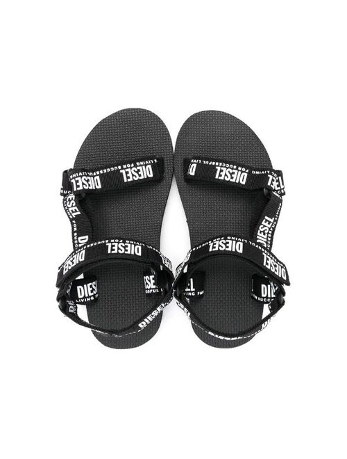 Diesel Kids logo-tape flat sandals