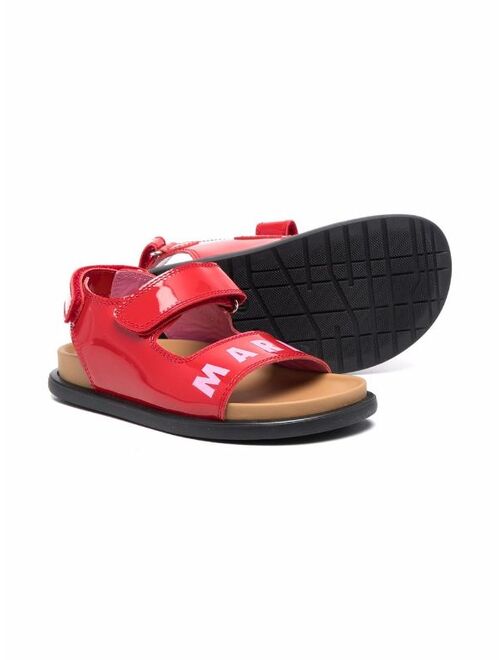 Marni Kids logo-print touch-strap sandals
