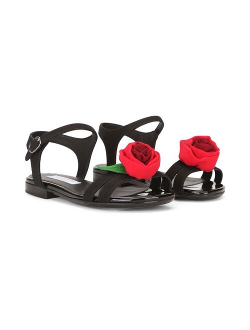 Dolce & Gabbana Kids rose-detail buckled sandals