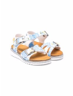 Daisy-print buckled sandals