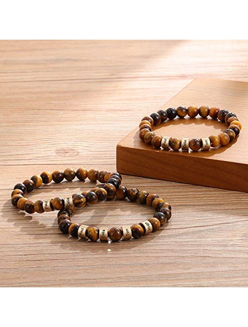 Generic ABRAHA70 Personalized Name Engraving Men Bracelet Customized Lava Tiger Eye Stone Beads Bracelets Handmade Jewelry For Boyfriend 557415