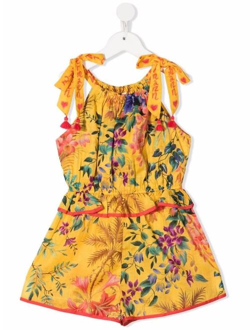 ZIMMERMANN Kids floral-print cotton playsuit