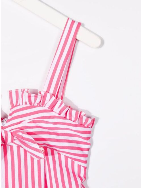 Monnalisa stripe-print bow-detail jumpsuit