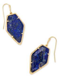 14k Gold-Plated Framed Gemstone Drop Earrings