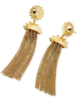 14k Gold-Plated Sun & Chain Tassel Statement Earrings