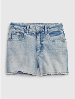 Kids High Rise Denim Shortie Shorts with Washwell