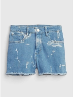 Kids High Rise Denim Shortie Shorts with Washwell