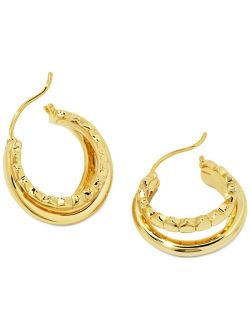 14k Gold-Plated Small Double-Row Hoop Earrings, 0.78"