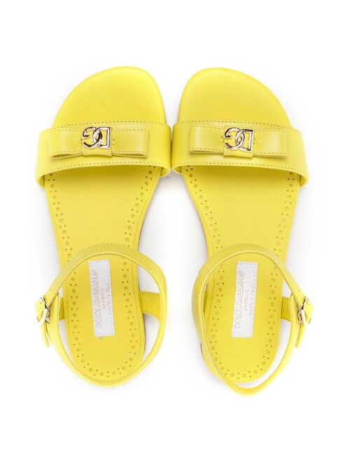 Dolce & Gabbana Kids logo-bow leather sandals
