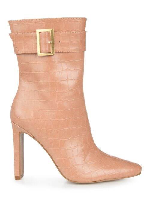 Journee Collection Women's Elanie Heeled Ankle Croc Booties