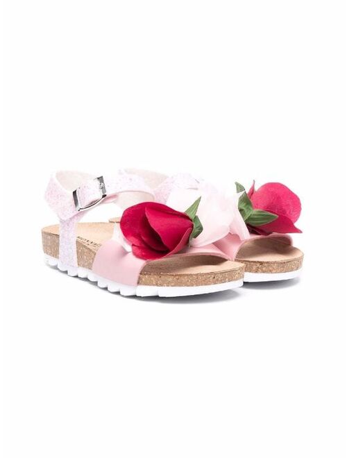 Monnalisa floral-detail leather sandals
