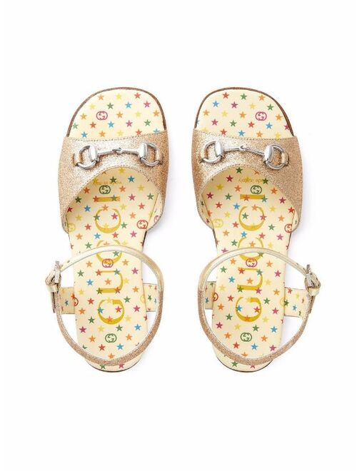 Gucci Kids horsebit glitter-detail sandals