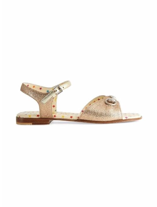 Gucci Kids horsebit glitter-detail sandals