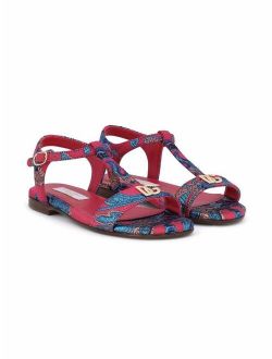 Kids jacquard buckle sandals