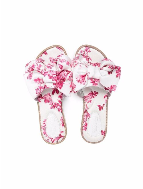 Monnalisa Bow-detail floral sandals
