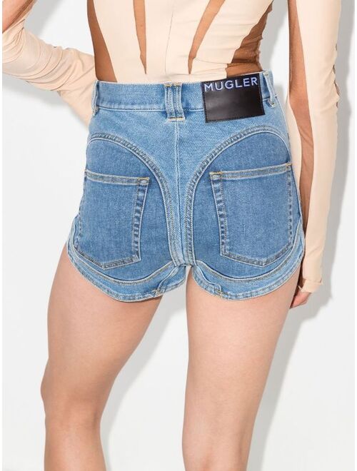 Mugler panelled denim shorts