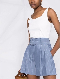 SANDRO pinstripe tailored belted shorts