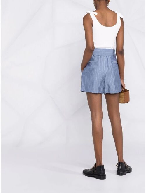 SANDRO pinstripe tailored belted shorts