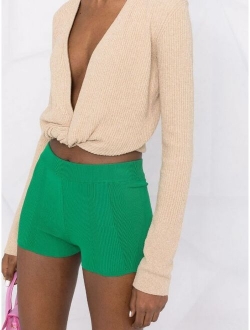 fine-knit fitted mini shorts